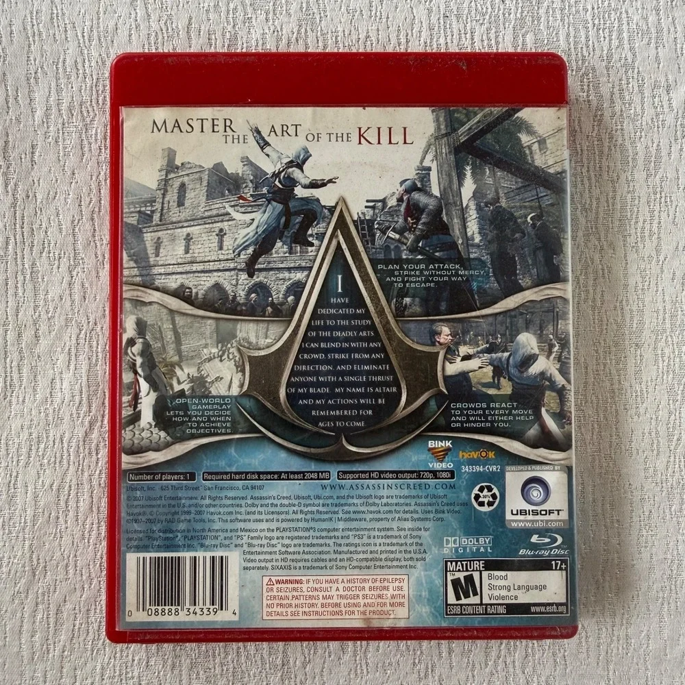 Assassin's Creed PS3 PlayStation 3 Case & Manual No Disc Greatest Hits